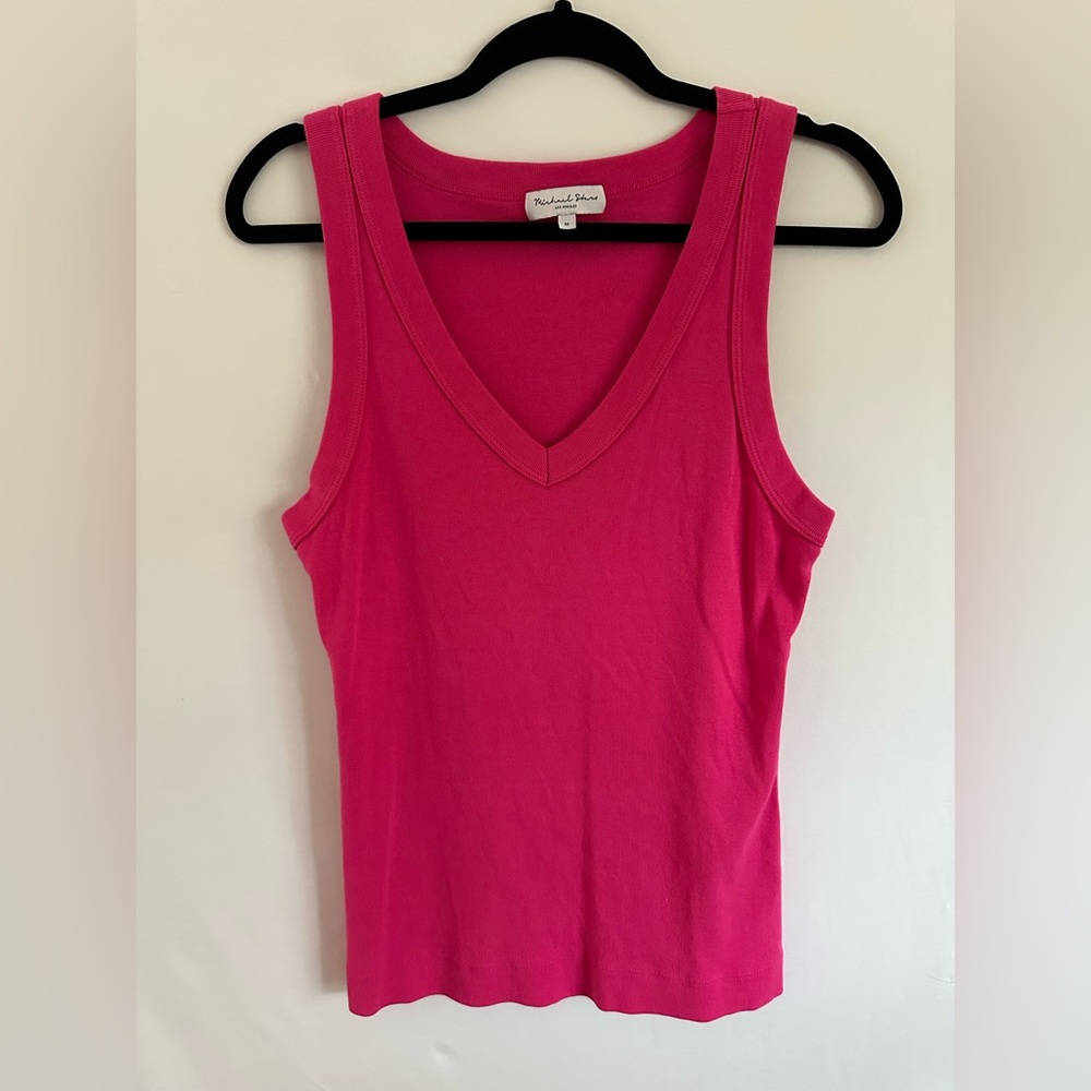 Michael Stars Basic Pink 100% Cotton Tank Top Size M Minimalist Capsule USA